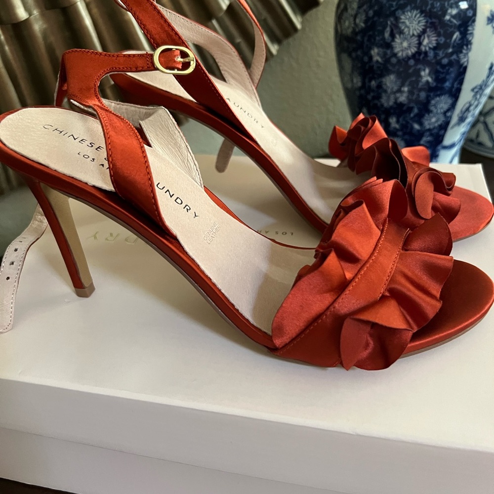 Worn once for a wedding! Cute rust satin Chinese Laundry heels